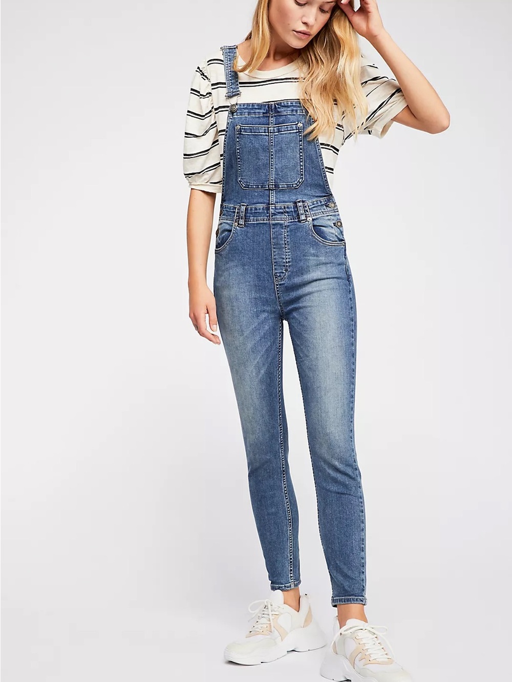 Free People We the Free Slim Ankle Denim Overalls Size 26